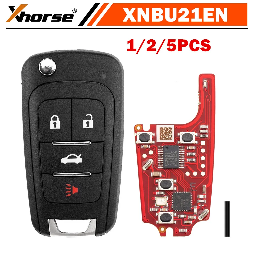 

1/2/5 штук беспроводных дистанционных ключей Xhorse XNBU21EN/XNBU01EN для Buick Flip с 4 кнопками, совместимых с Mini Key Tool/Max Pro