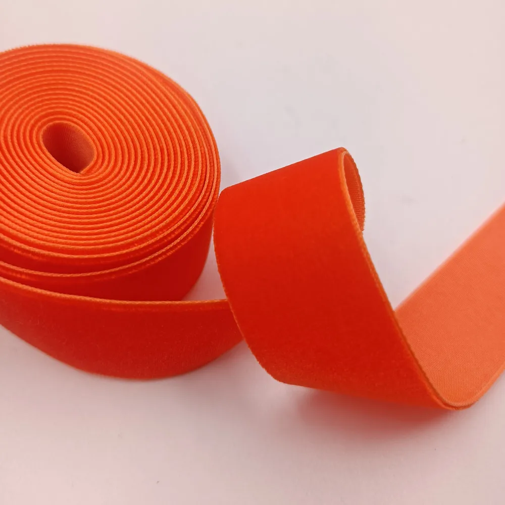 25mm Single Face Orange Velvet Ribbon for Handmade Gift Bouquet Wrapping Supplies Home Decoration Christmas Tape Not elastic