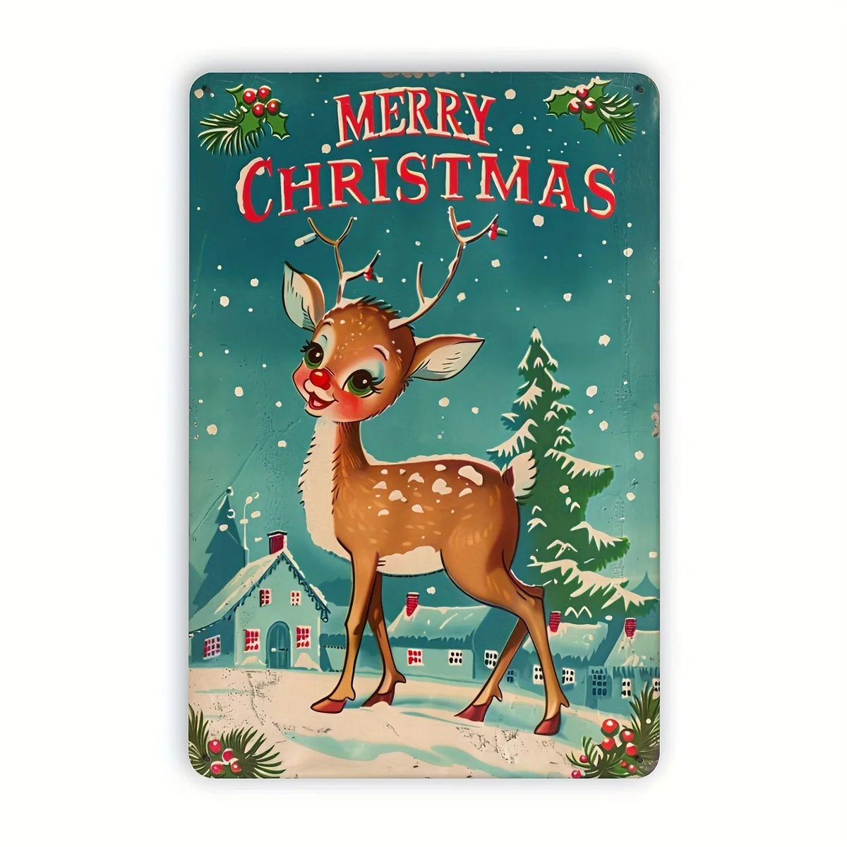 Deer Vintage Metal Tin Sign, Christmas Indoor Outdoor Decoration Hanging Tin Picture, Wall Room Residence Bedroom Restaurant Bar