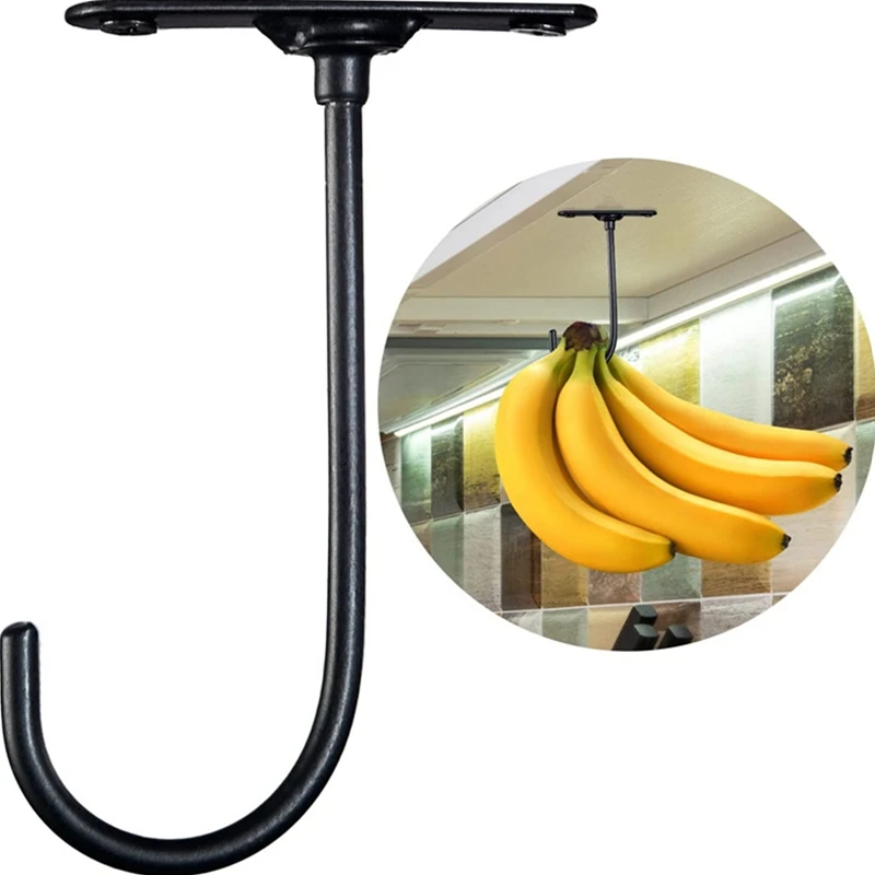 

Banana Hook Under Cabinet Hooks Foldable Multi-functional Hook For Utensils Pot Pans Keys Metal Banana Hanger Kitchen Organizer