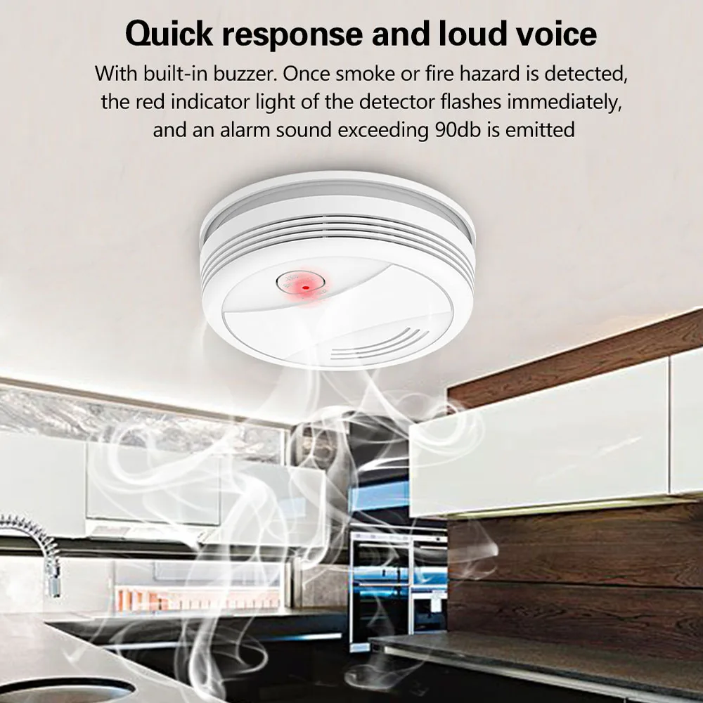 Tuya Smart WiFi Smoke Sensor Fire Protection Smoke Detector 80dB Sound Security System Firefighters Smartlife APP Control