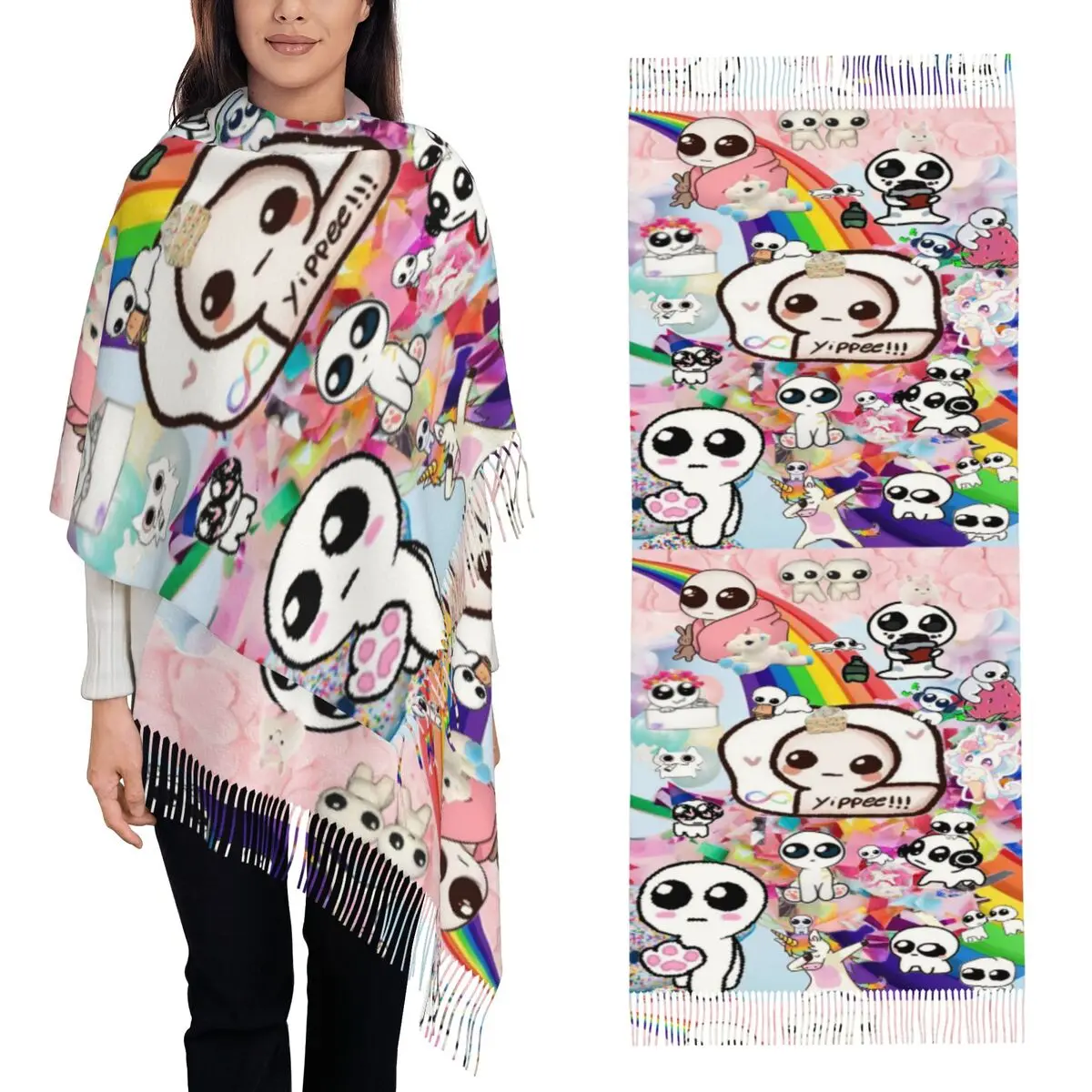 

TBH Autism Creature Meme Yippee Scarf Tassel Scarves Women Soft Warm Shawls and Wraps Long Fall Winter Shawl Wrap