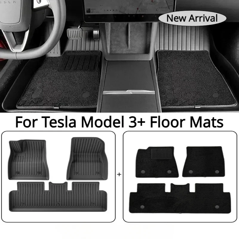 For Model 3 Highland 2024 Four Seasons Floor Mats All Weather Waterproof Anti-Slip Non-Slip Double Layers Cargo Liner Accessorie