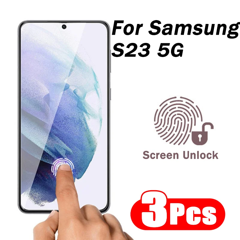 For Samsung Galaxy S23 5G Screen Protector Fingerprint Unlock Protective Film Anti-scratch Tempered Glass for Galaxy S23 S23Plus