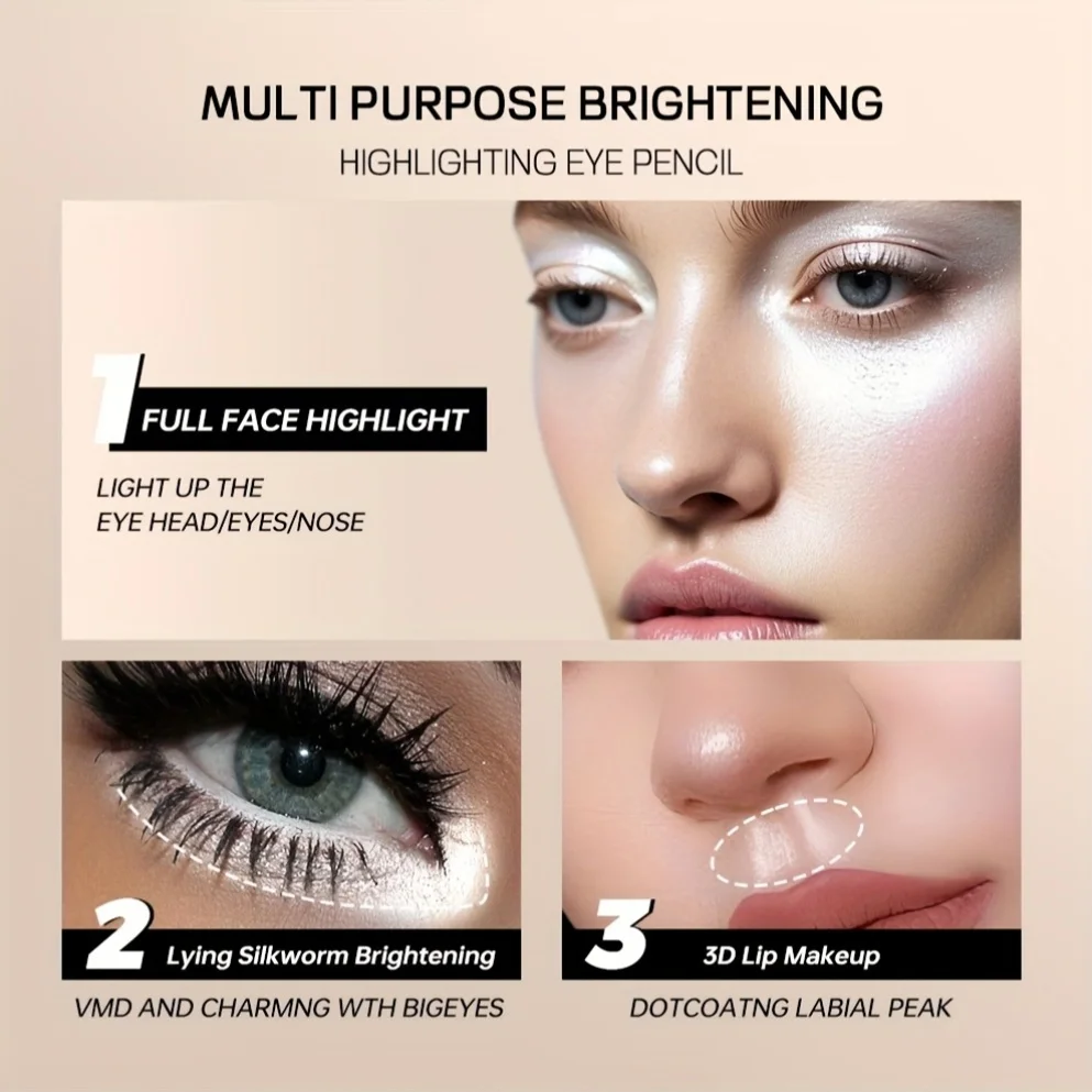 Pearl White Eyeshadow Highlighter – Langlebiger, wasserfester, wischfester Lidschatten mit Schimmereffekt