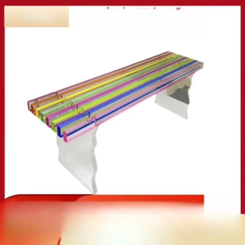 

Acrylic rainbow stool light luxury household door shoe changing stool thickened durable long bench