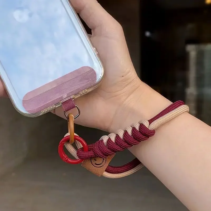 Collision Color Woven Phone Case Universal Hanging Rope Short Handheld Pendant Anti Fall Versatile Wristband Trend Niche