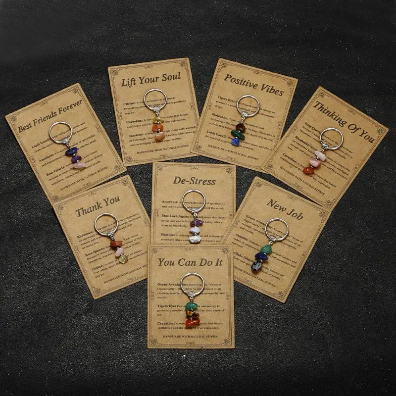 One Piece Handcrafted Red Agate Card combination Keyring; Latest Natural Pebble Bead Strung Keychain Presents.