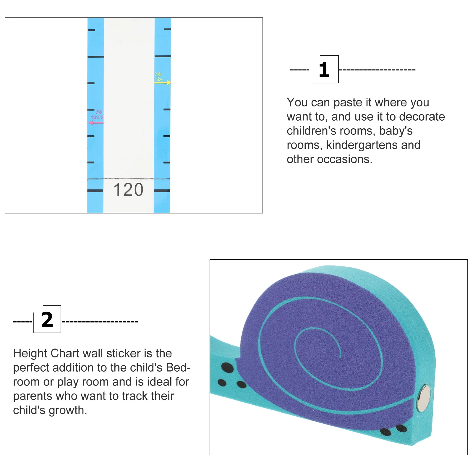 1Set Selfadhesive Kids Height Measurement Chart Wall Sticker Lovely Room Decor No Peculiar Smell Growth Chart Height Ruler