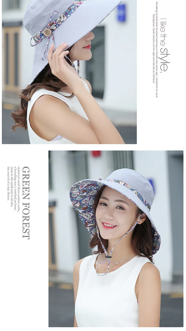 Bucket Hat, Panama Damen-Sonnenschutzhut im koreanischen Stil, Strandhut, winddichter, atmungsaktiver Hut, Hüte für Damen, Reisemütze S67 – Detail 9