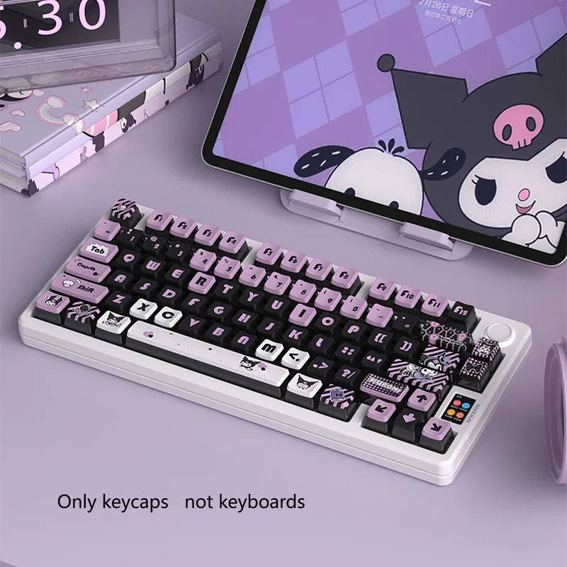 Desenhos animados Kuromi Anime Periféricos Presentes, 122 Key Theme Keycap, Oem Altura, Material Pbt, Coleção de sublimação, Decoração do teclado