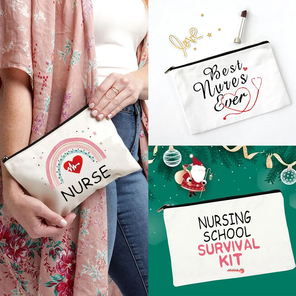 Nurse Make Up Cosmetic Wash Birthday Gift Pouch Bag Canvas Makeup Organiser Bride Bridesmaid Storage Bag Wallet Pencil Case Gift