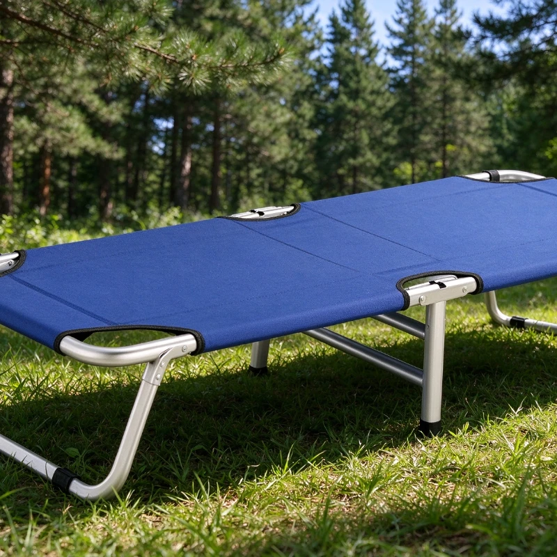 Single Adult Folding Camping Bed, Portable Reclining Nap Bed for Office Lunch Break, Simple Lightweight Sleeping Cot for Home