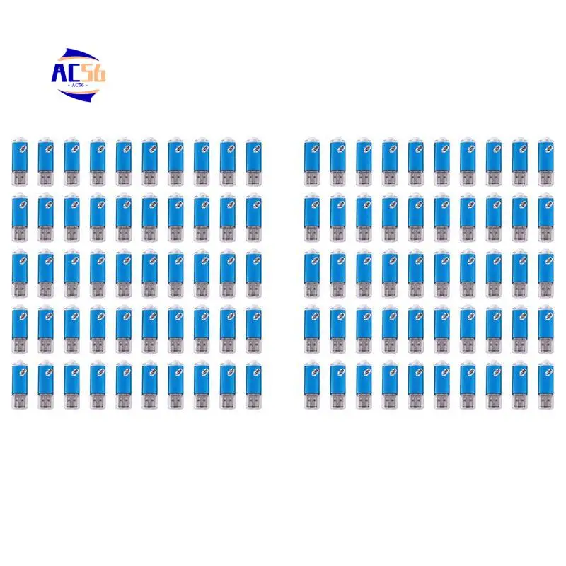 

AC56-100 Pcs USB Memory 2.0 Memory Stick Flash Drive 128MB Gift Blue