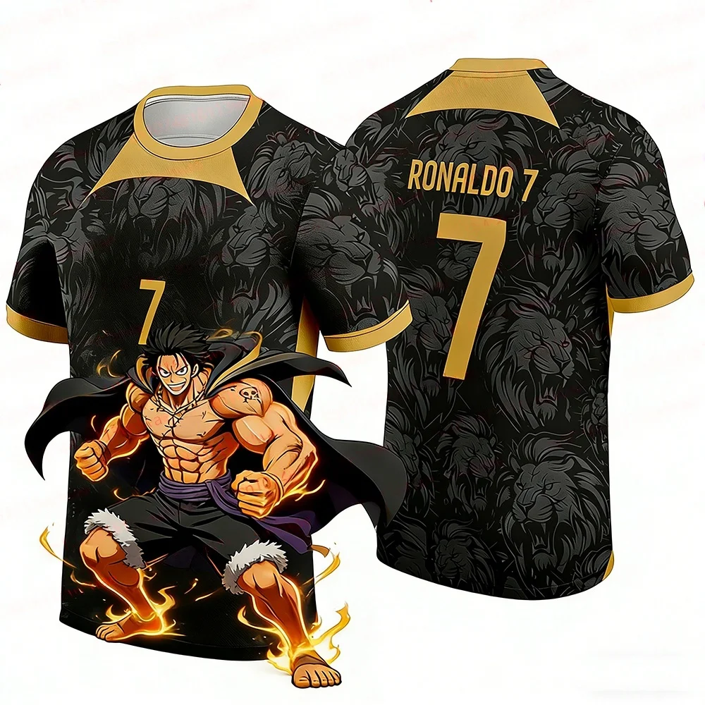 Bandai 2026 Men's Casual Sports Football Suit Short Sleeved Anime Fan Fashion Trend Clothing Top Family Matching