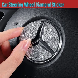 For Mercedes Benz A B C E Class GLA CLA GLC GLK GLE Series 45/49mm Car Steering Wheel Crystal Diamond Sticker Emblem Accessories