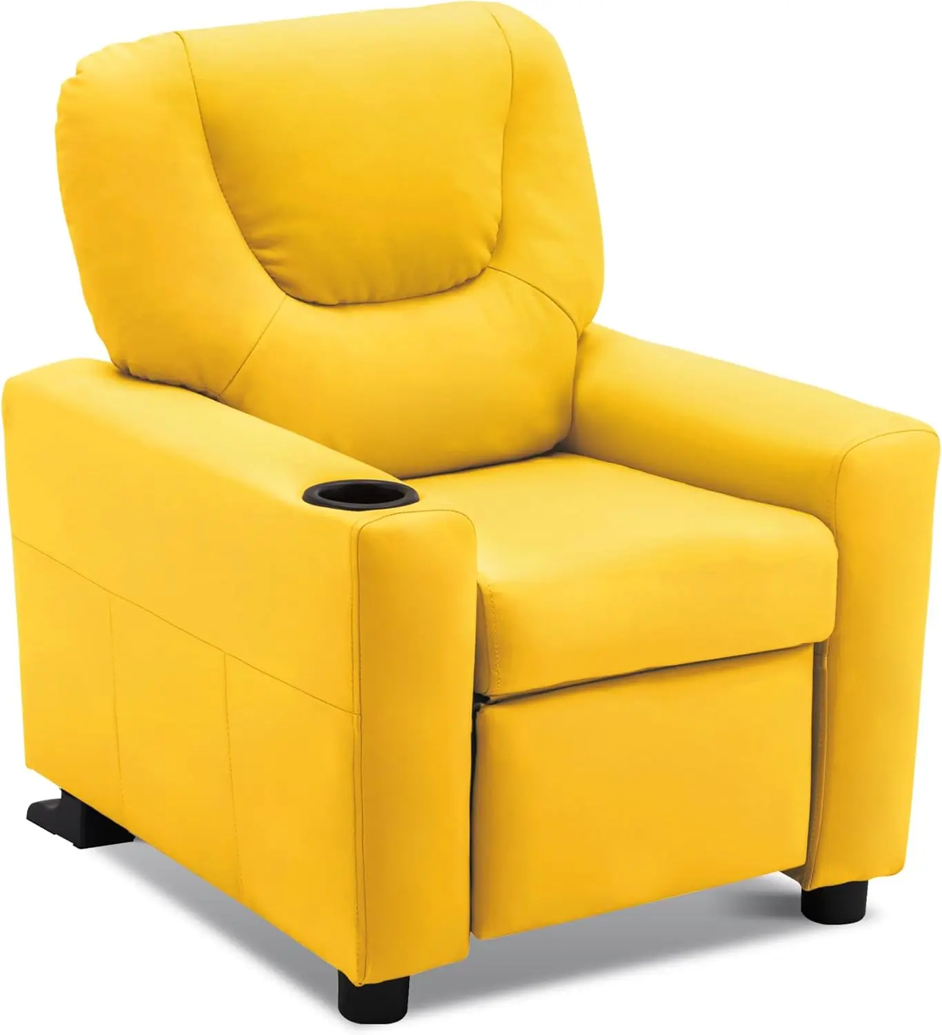 Kids Recliner Chair with Cup Holders, Faux Leather Yellow