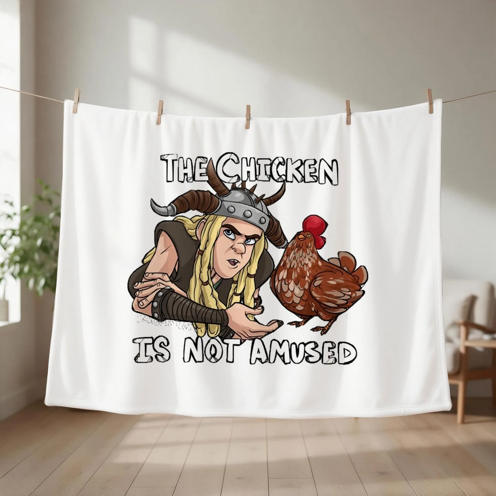 The Chicken is Not Amused Throw Blanket couch cozy soft plush fuzzy picnic outdoor blanket