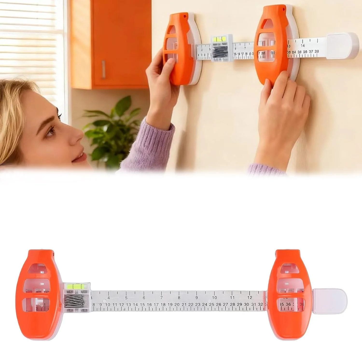 Picture Hanging Leveling Tool Ruler Precise Alignment Picture Hanger Tool with Leveling Tool Wall Frame Hanging Tool Sturdy ABS