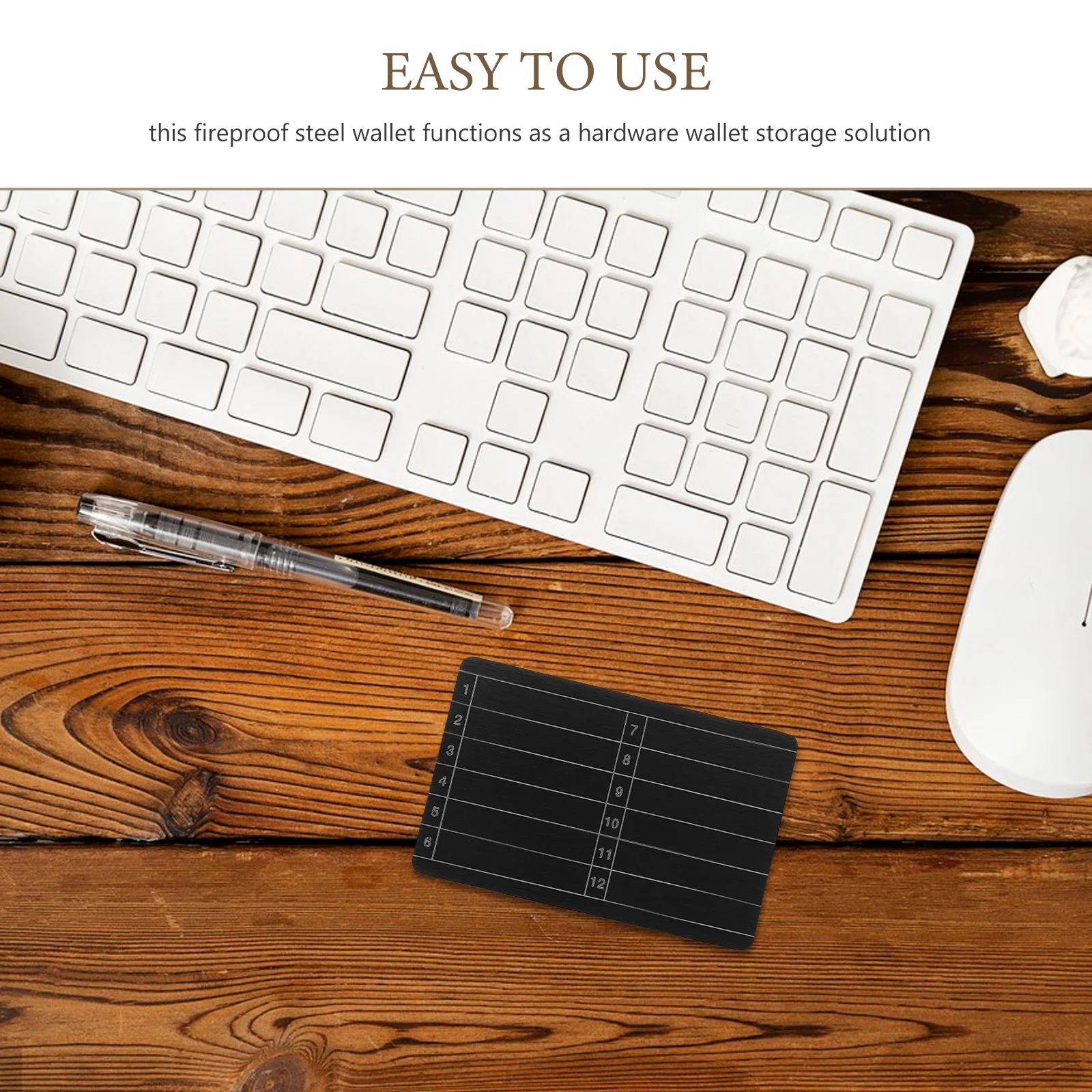 Seed Phrase Steel Plate 24-Word Backup for Bitcoin Cold Storage Waterproof Fireproof Metal Recovery Wallet Hardware Storage