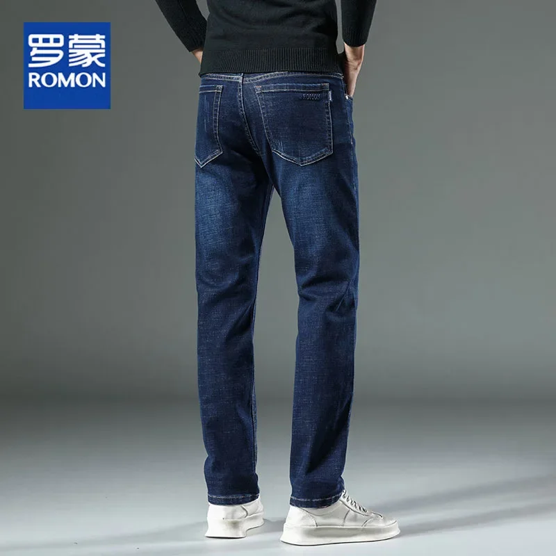 Romon-Jeans coupe droite élastique pour hommes, pantalons d'affaires décontractés, tendance américains, nouveau, 2024