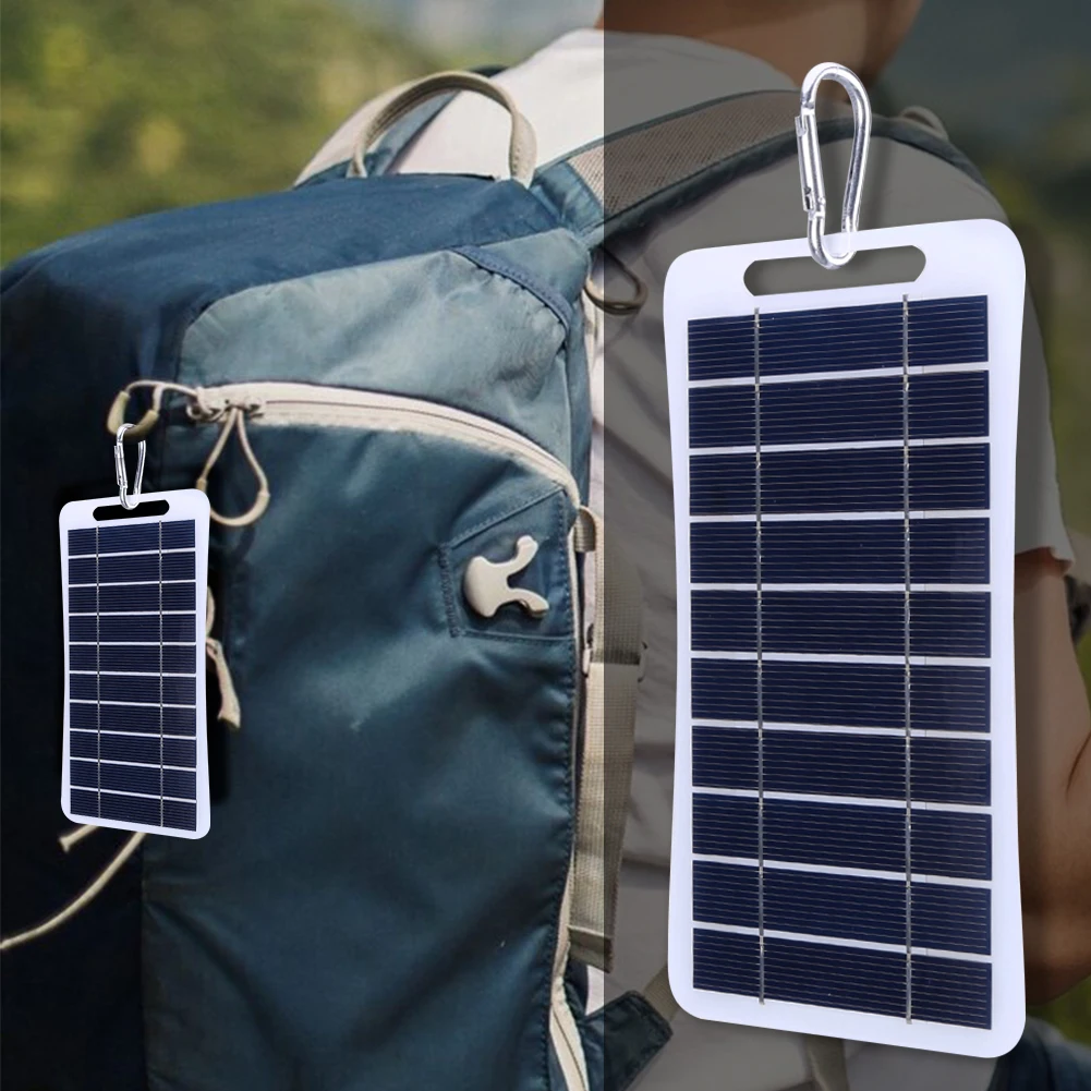 2W 5V Portable Solar Panel USB Mobile Phone Charging Panel Waterproof Solar Battery Charger for Outdoor Camping Phone Power Bank