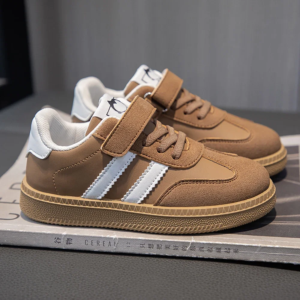 

Leather Kid Sneakers Leather Waterproof Boy Girl Tennis Shoes Trend Fashion Soft-soled Teenager Children‘s German Army Trainers