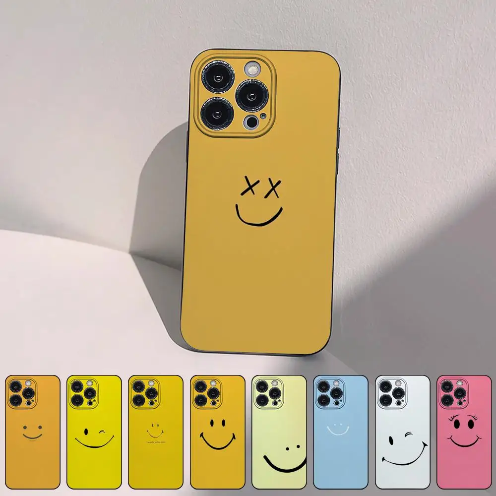 Simple Smiley Face Cartoon Mobile Phone Cases for iPhone 15 14 13 Pro Max 11 12 Mini X Xs XR Se 2022 Silicone Soft Shell