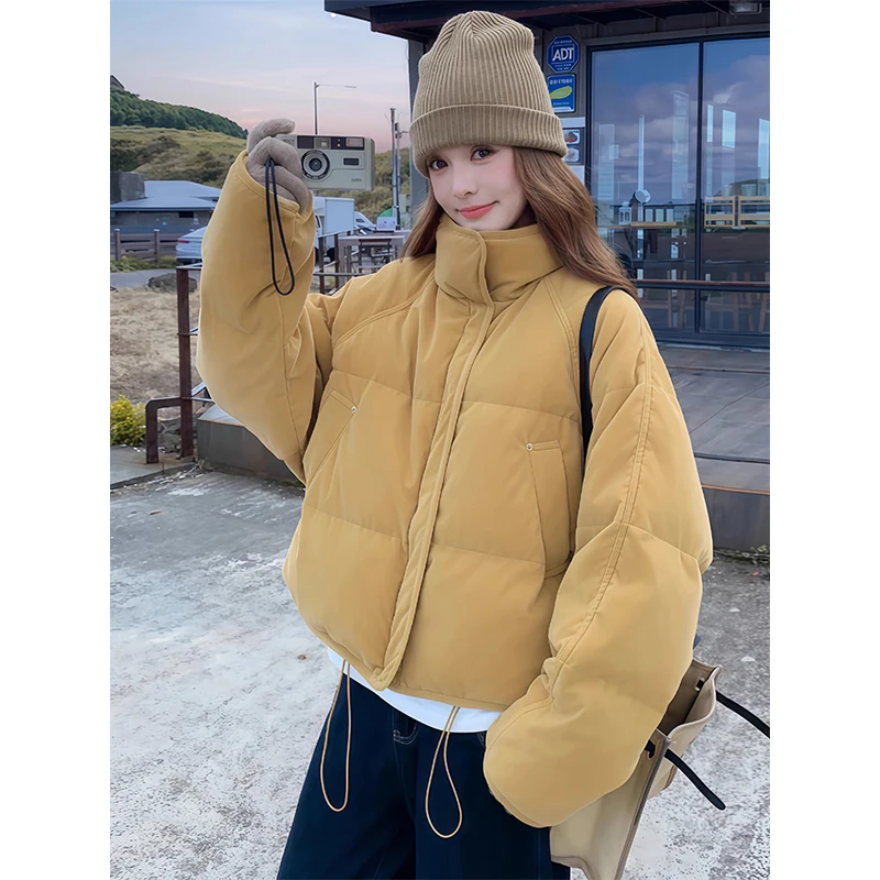 

Элитная женская верхняя одежда больших размеров из хлопка: утепленная теплая куртка с воротником-стойкой, стильная, для повседневной носки, с длинными рукавами и застежкой-молнией.