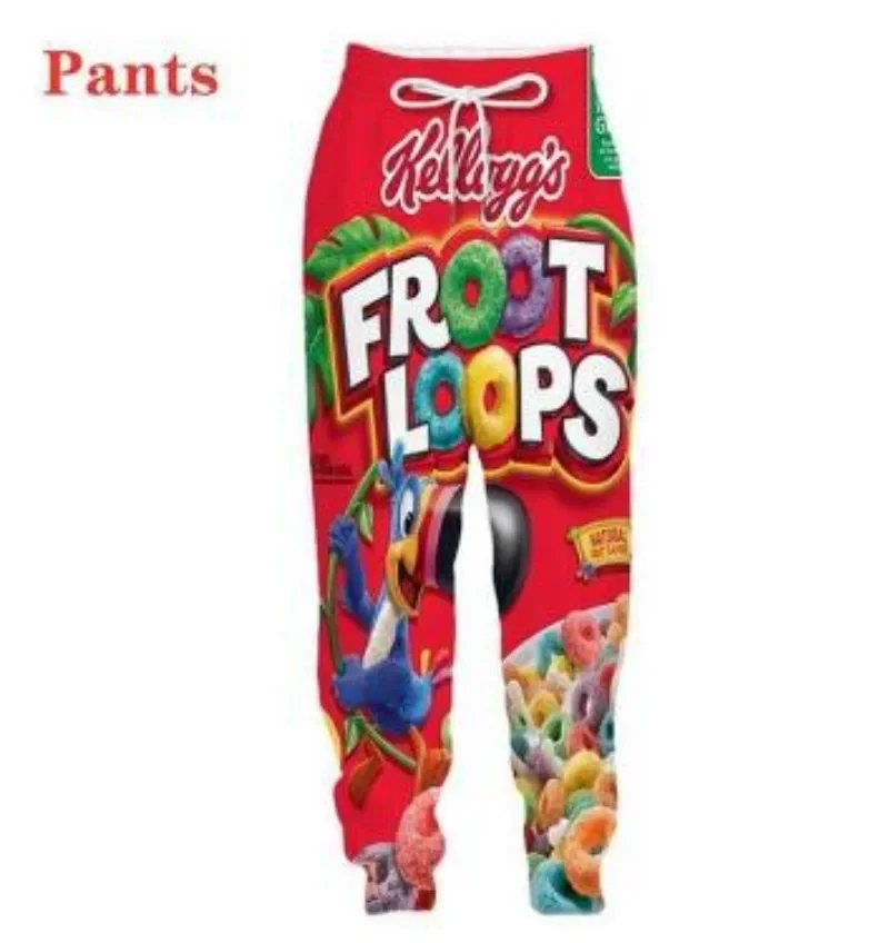 Chándal con estampado 3D de Froot Loops para hombre y mujer, de cuello redondo Sudadera con capucha, pantalones y sudaderas con capucha, TZ08