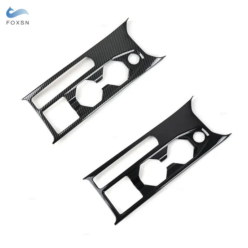 For VW Polo 2019 2020 ABS Carbon Texture / Bright Black Car Center Console Water Cup Holder Frame Cover Trim Accessories