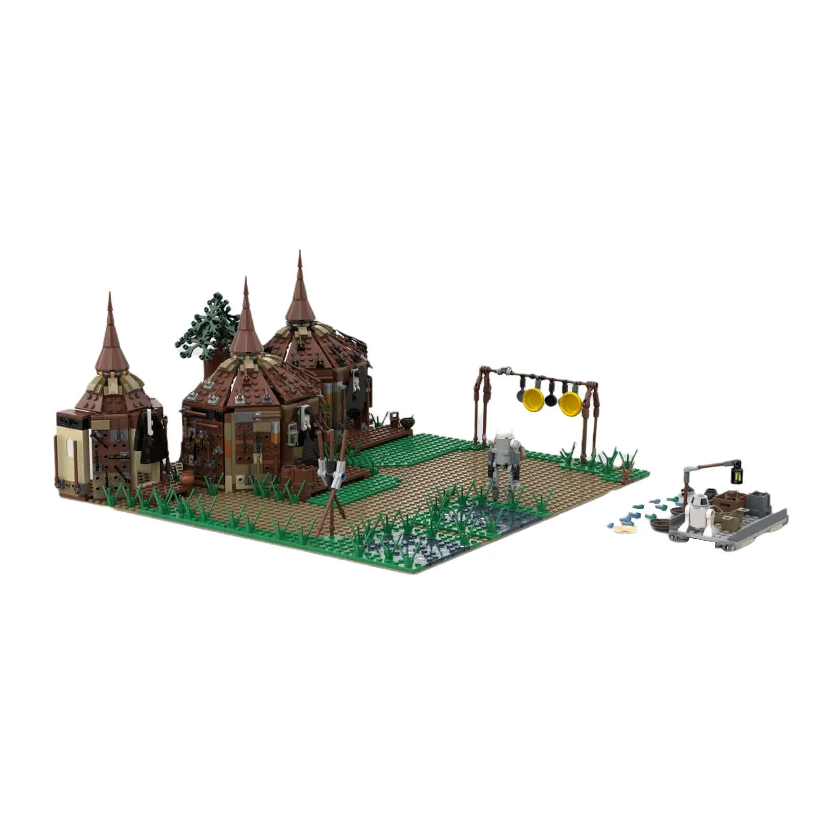 Village in Breathable, Forested Swamp Planet from TV Show 1208 Pieces MOC Build