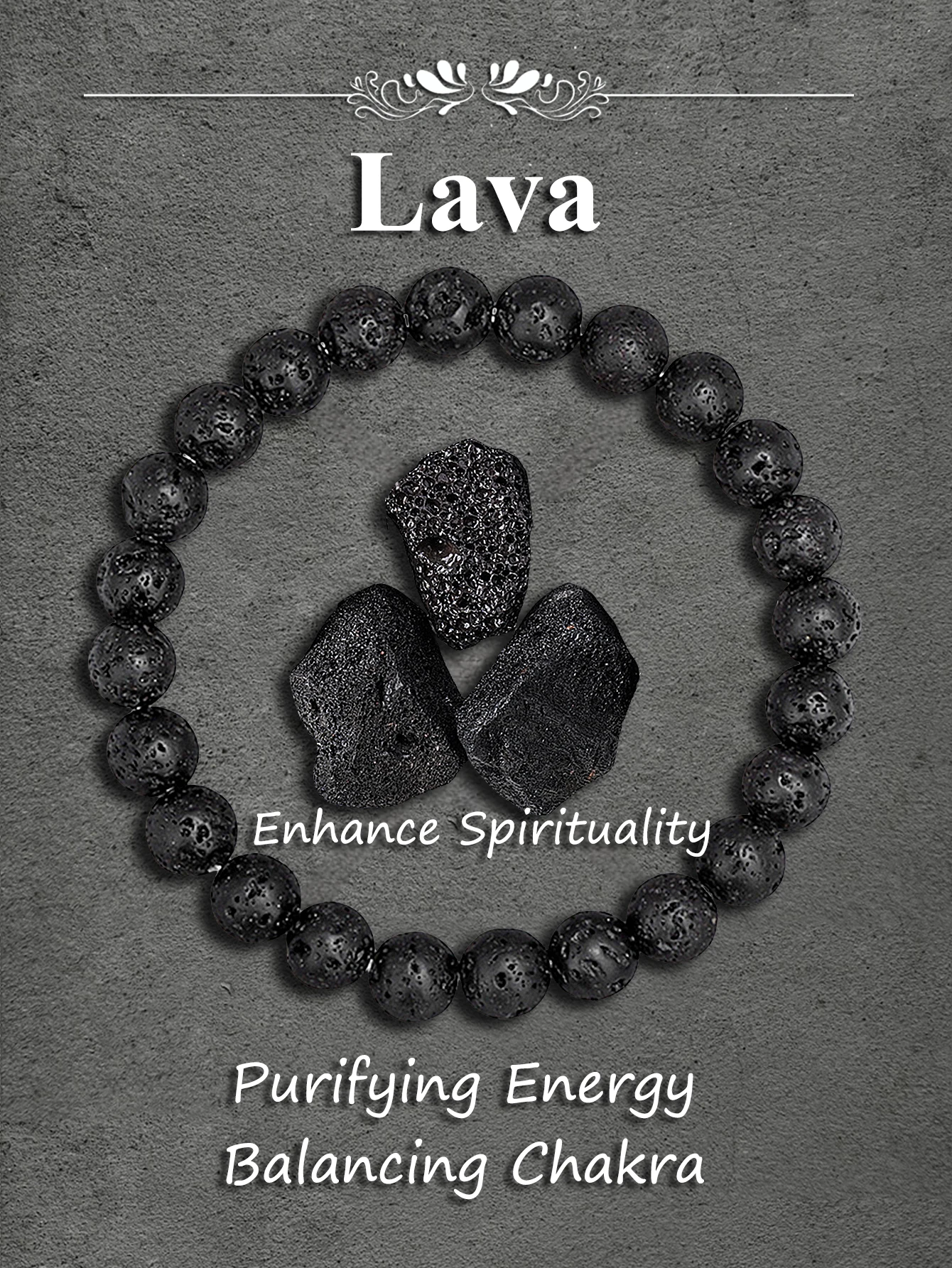 Natural Volcanic Lava Stone Beads Bracelet for Energy Balance Stress Relief Grounding Protection Positive Energy Unisex Jewelry