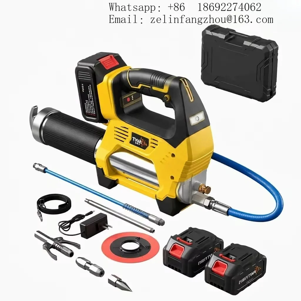 21V Cordless Grease Gun 10000PSI Rechargeable Lithium Battery Electric Lubrication Tool Aluminum Plastic Body Pro Kit