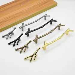 Creative branch handle tray fork handle simple drawer cabinet door antique copper handle solid thickened handles for furniture