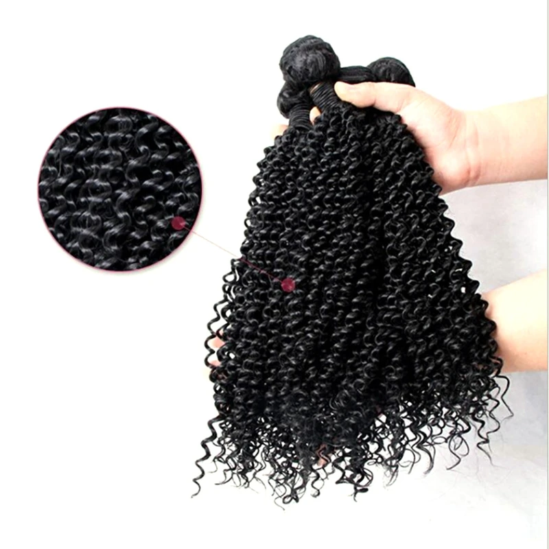 Tampão africano da do weave para mulheres negras, extensões perversas do cabelo, encaracolado, pequeno, brasileiro, preto