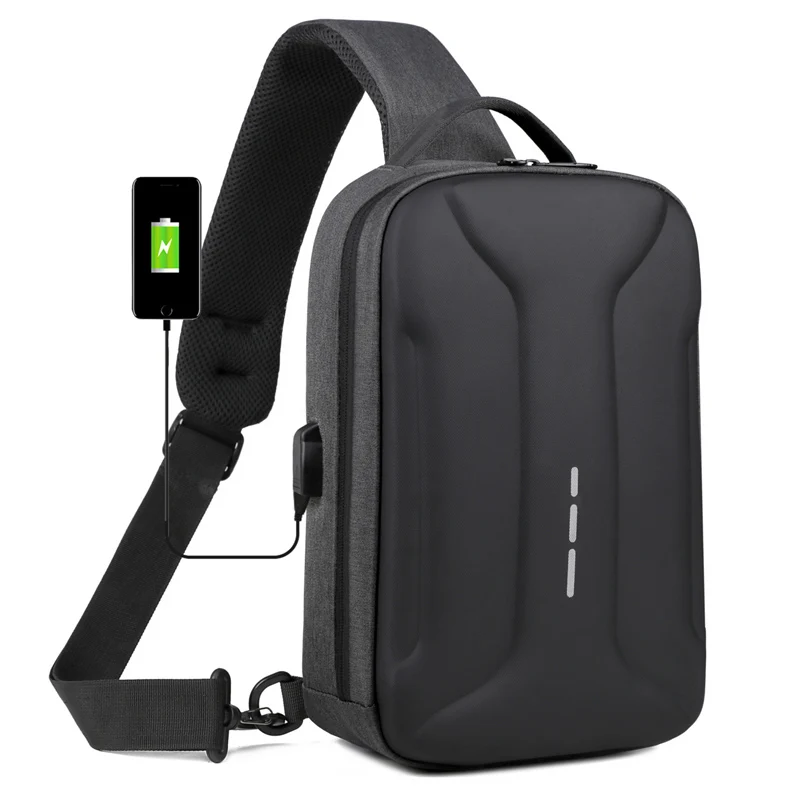 Business Crossbody Bag for Men Oxford Anti-theft Combination Lock Chest Packs Travel Storage Shoulder Bag With USB Charging Port