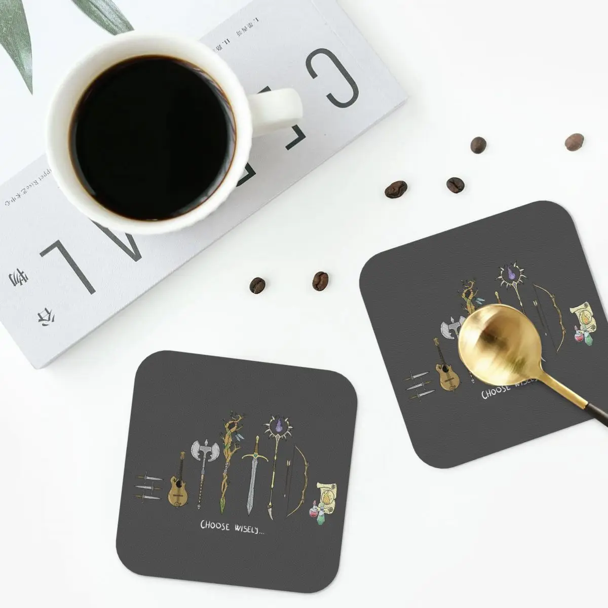Chose Wisely, DnD Classes Option Coasters PVC Leather Placemats Insulation Coffee Mats for Home Kitchen Dining Pads Set of 6