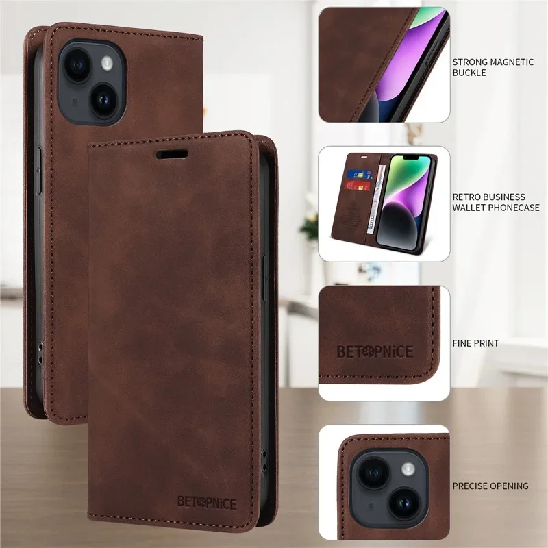 Anti-thef Phone Case For Huawei Honor 200 Pro 90 Smart 70 50 Honor90 Honor200 Lite Wallet Flip Card Holder Coque Leather Cover