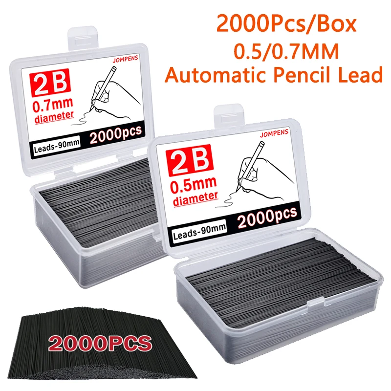 

Новый сменный стержень для механического карандаша 0,5/0,7 мм, 2000 шт./кор., длинные 90 мм 2B автоматические стержни для карандашей, аксессуары для письма для рисования