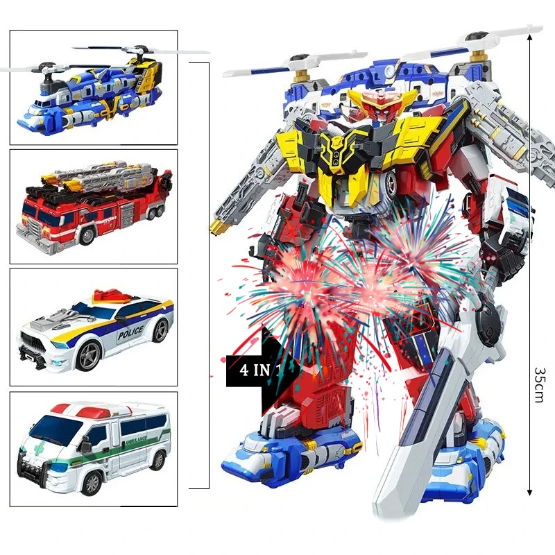 

4 IN 1 Tobot V Gigant Saver Transforming Car to Robot Toys Korea Cartoon Brothers Anime Tobot Transformation Robot Toy Gift