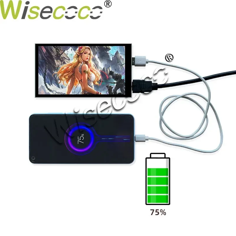 Portable LCD Monitor Power Bank Battery 5000mAh 6 Inch IPS QHD 2K Screen High Brightness For Raspberry PI Desktop PC Laptop Wise