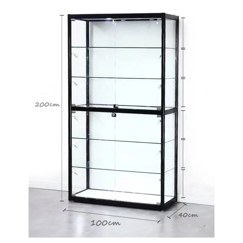 Alumínio Frame Glass Display Cabinet, Perfume Store Display Showcase com luz, personalizado