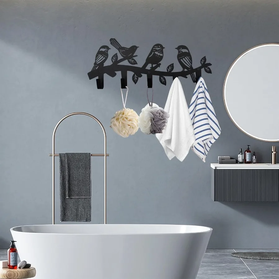 خطافات معطف الطيور المعدنية ديكور فني جداري مع موضوع حيواني لتخزين المنزل في غرفة المعيشة والمكتب وظيفي وأنيق Ke #6