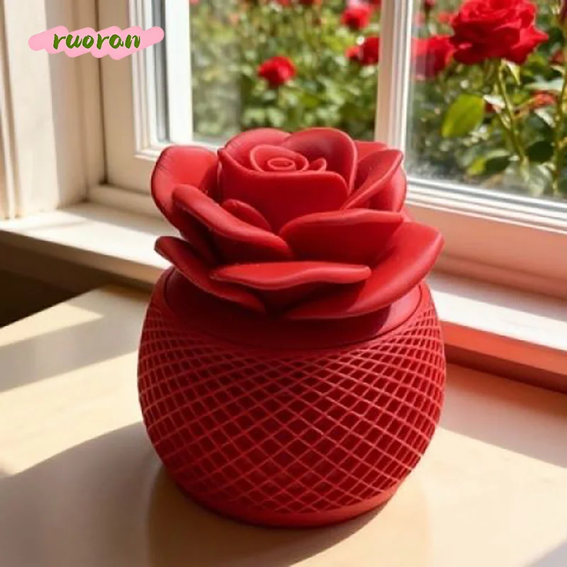 

Rose Covered Storage Jar Creative Desk Organizer Home Decoration Gift