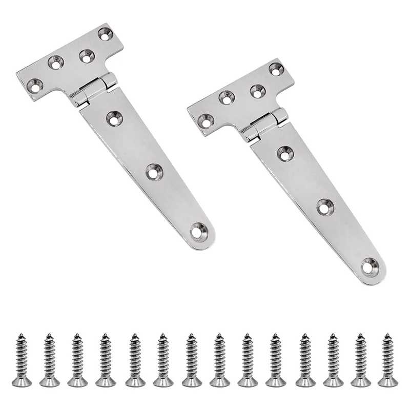 2 Pieces Heavy Duty T Hinge 6Inch x 3Inch Casting Hinge 316 Stainless Steel for Boat& AUTO