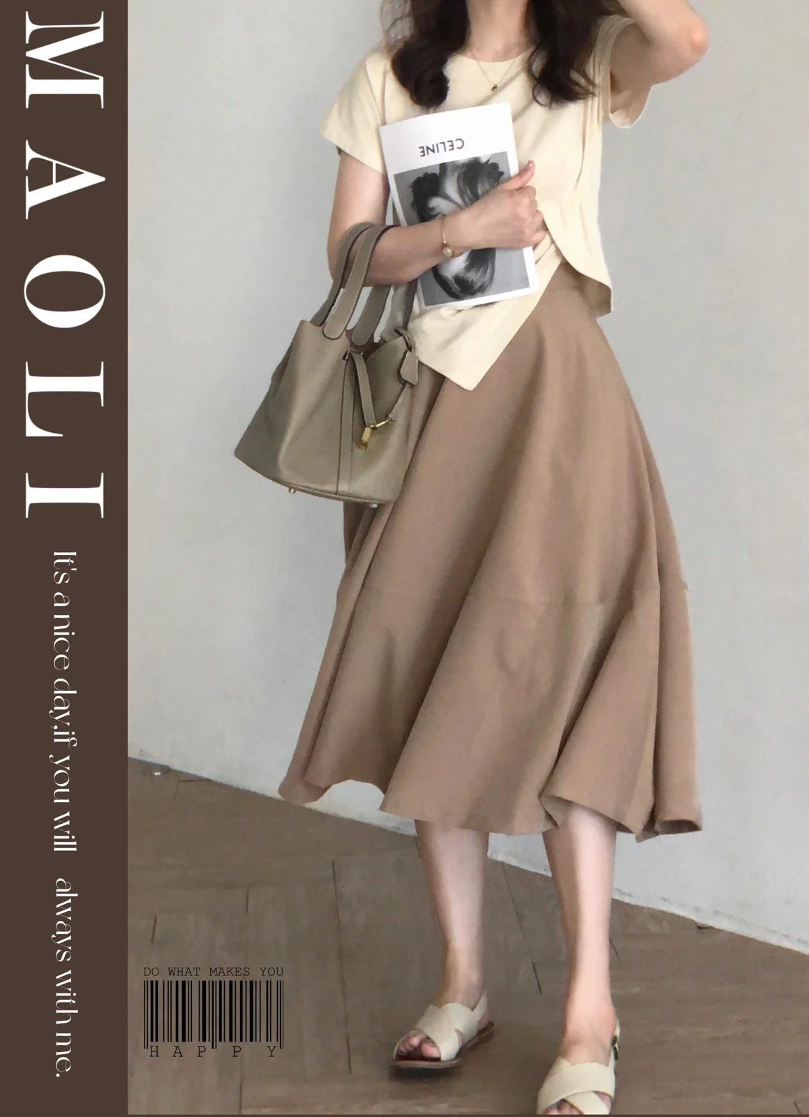 

Юбка миди А-силуэта с высокой талией, расклешенная, женская, стройнящая, винтажная, однотонная, для повседневной носки, простой дизайн, полиэстер