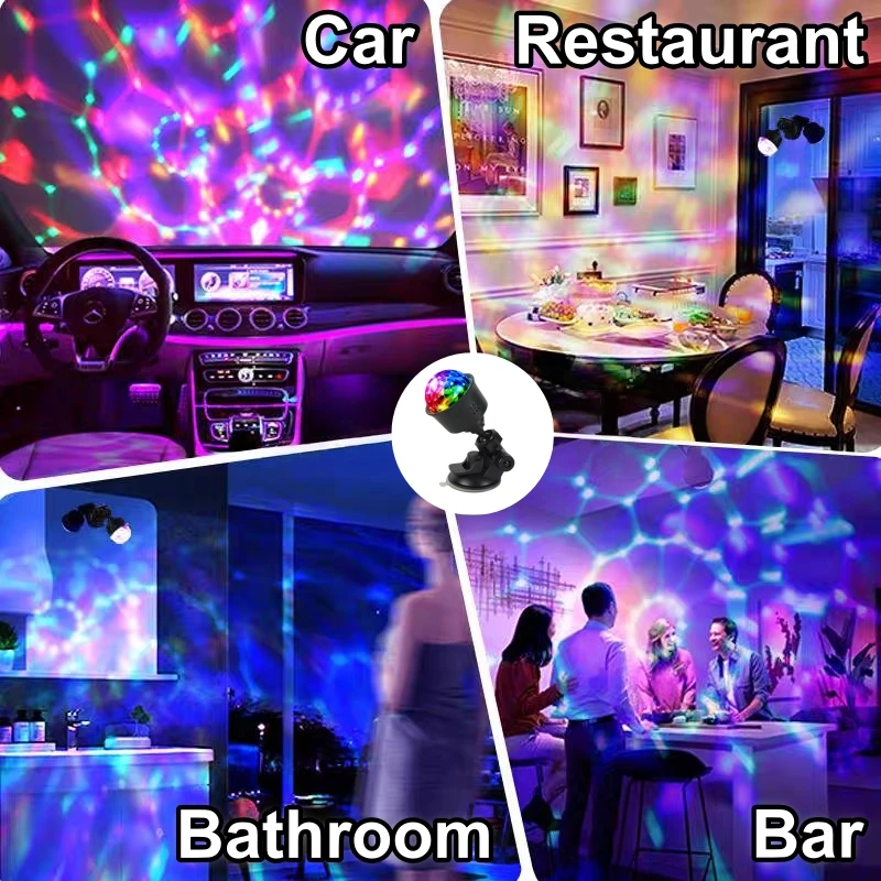 USB voiture LED lampe d'ambiance scène Disco lumière RGB veilleuse avec Rotation automatique pour voiture décoration de noël projecteur lumière