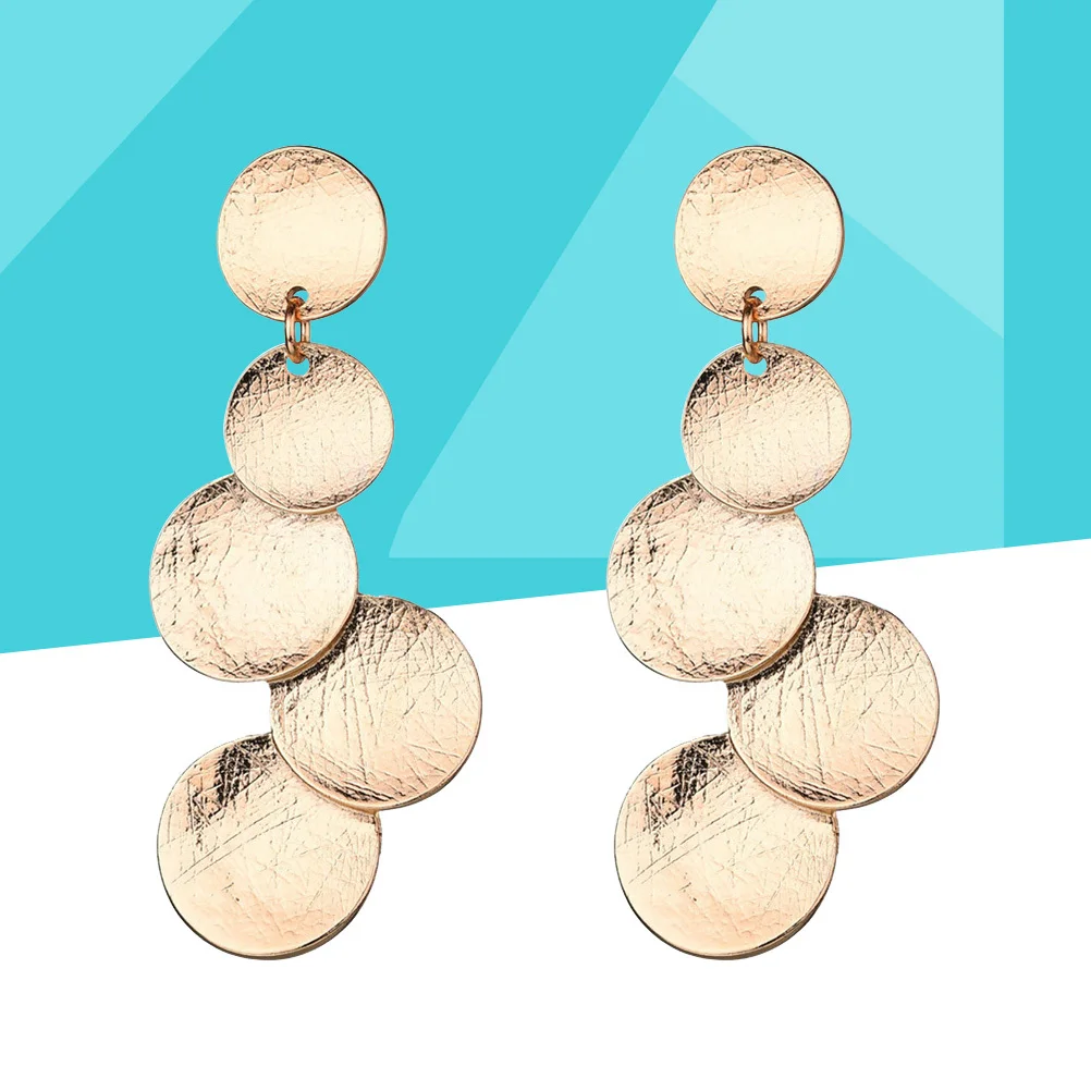 

1 Pair Golden Round Earrings Exaggerated Fashion Jewelry For Women Party Wedding Prom Boho Statement Ear Rings