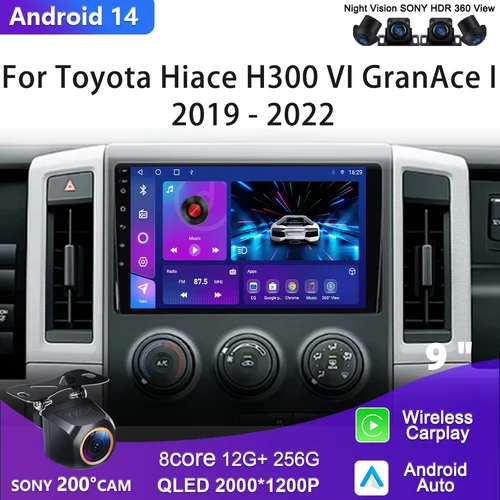2K Incell スクリーン Android 14 マルチメディアトヨタハイエース H300 VI GranAce I 2019 - 2022 カープレーヤー GPS ステレオナビゲーションラジオ